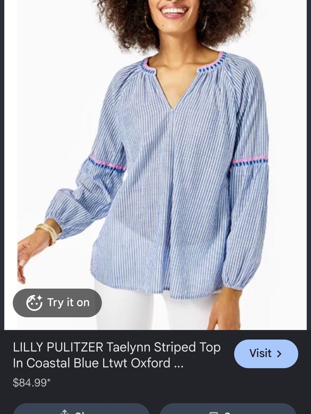 Lilly Pulitzer Taelyn stripe top in costal blue